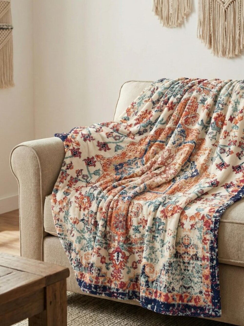 Boho Bohemia Vintage Rustic Flannel Throw Blanket 50x60